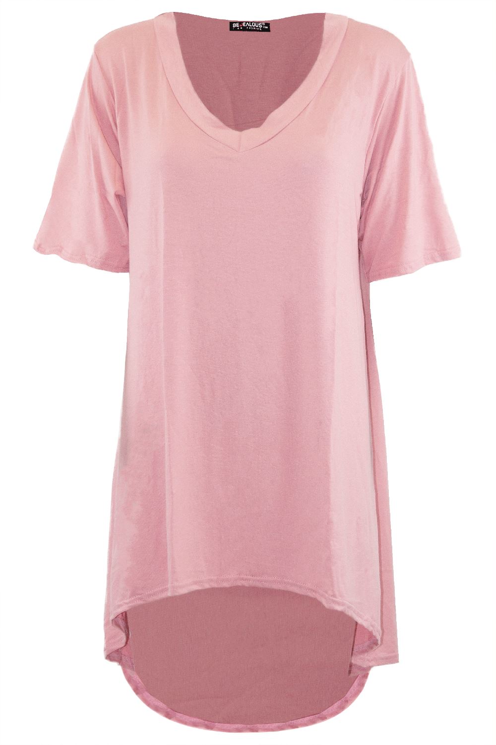 Camiseta Top Mujer FishTail Back Hi Lo Dobladillo Sumergido Cuello Redondo Manga Girada - Imagen 12 de 22
