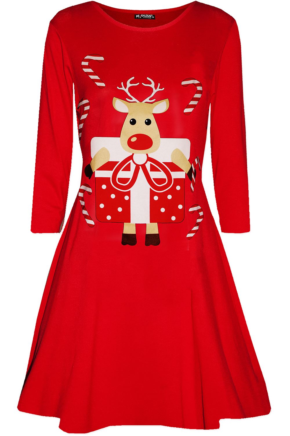 Kids Girls Christmas Heart Ribbon Santa Father Costume Round Neck Swing Dress - Picture 10 of 35