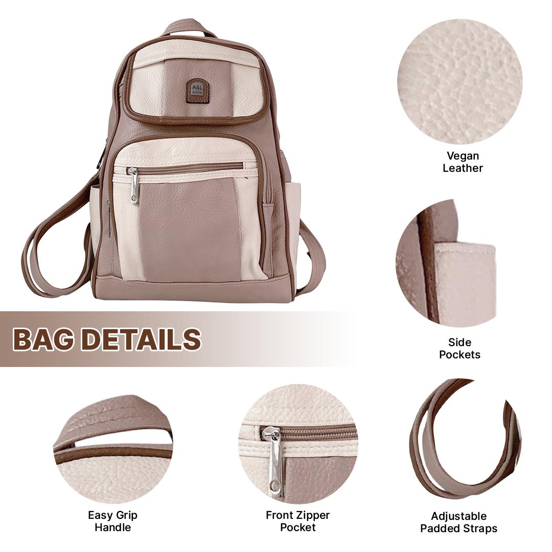 Faux Leather Backpack for Women � Casual Shoulder Bag for Work & Travel - Picture 4 of 14