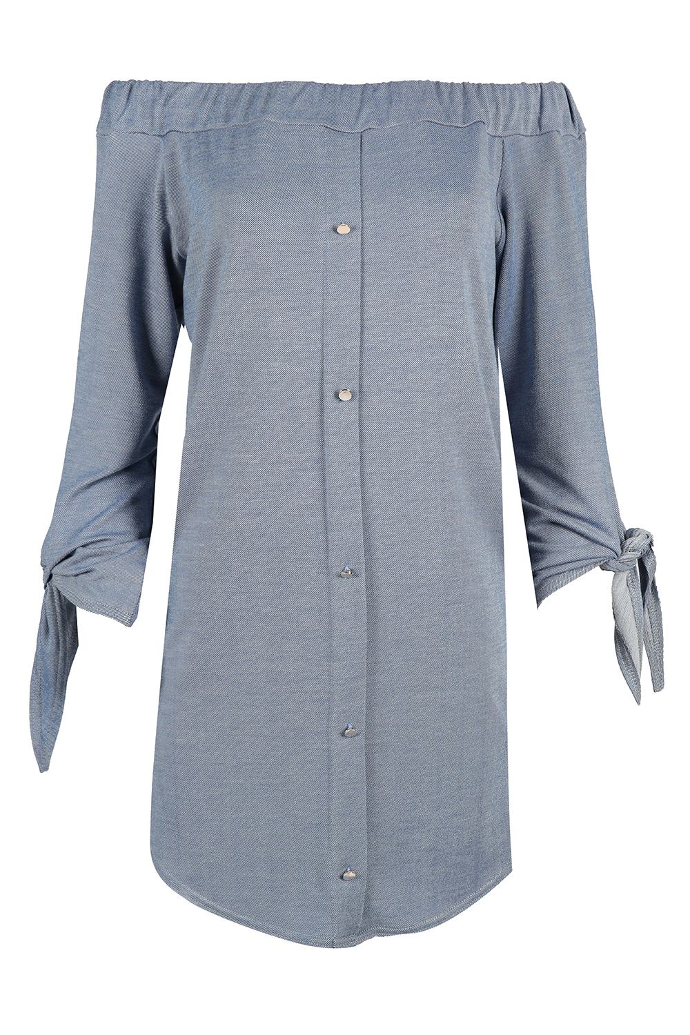 ladies off the shoulder denim top womens tie sleeve bardot shirt plus size womens denim shirts