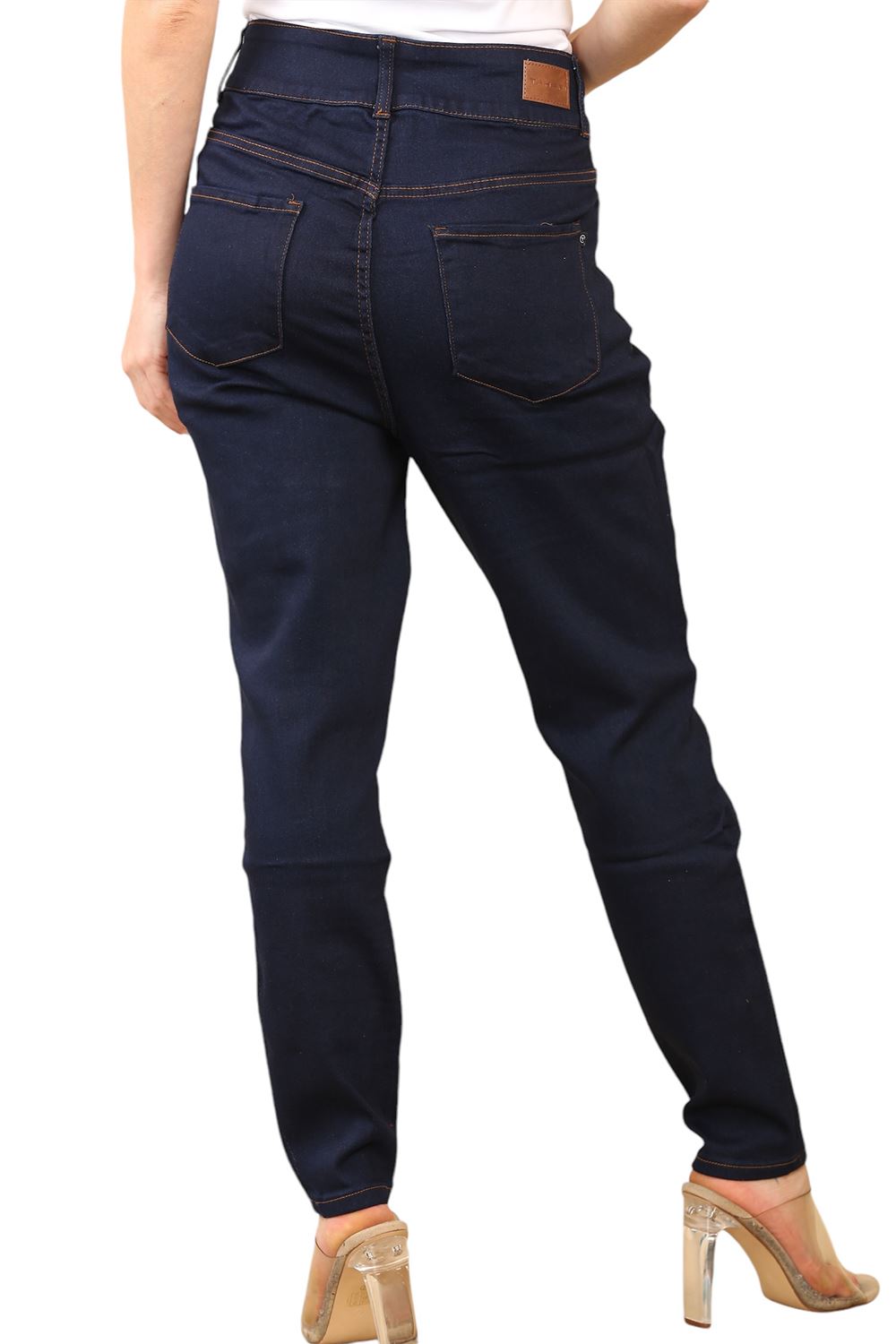 Ladies Women Cotton Plain Regular Fit Denim Full Ankle Length Jeans Pants 14-24 - Picture 6 of 6