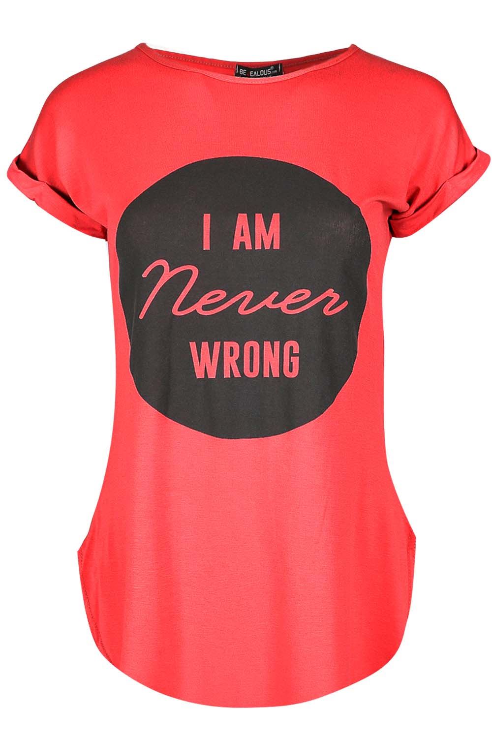 Womens Ladies Turn Up Sleeve Round Neck Curved Hem Bonjour Jersey T-Shirt Top - Picture 26 of 49
