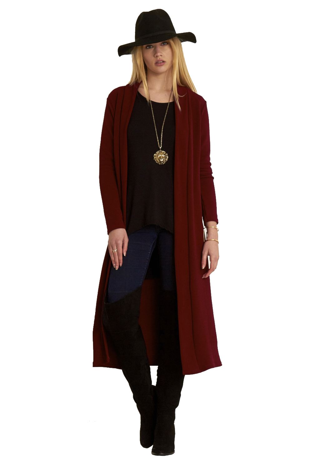 Plain Band Full Sleeves Oversize Baggy Open Front Duster Womens Cardigan - Picture 9 of 51