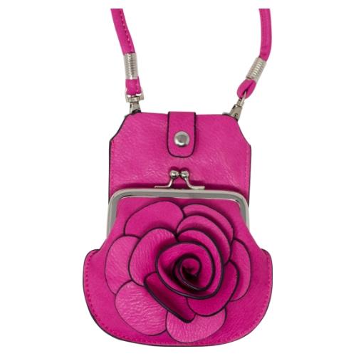 Womens Camellia Phone And Coin Pouch Mini Crossbody Shoulder Handbag Purse - Picture 22 of 37