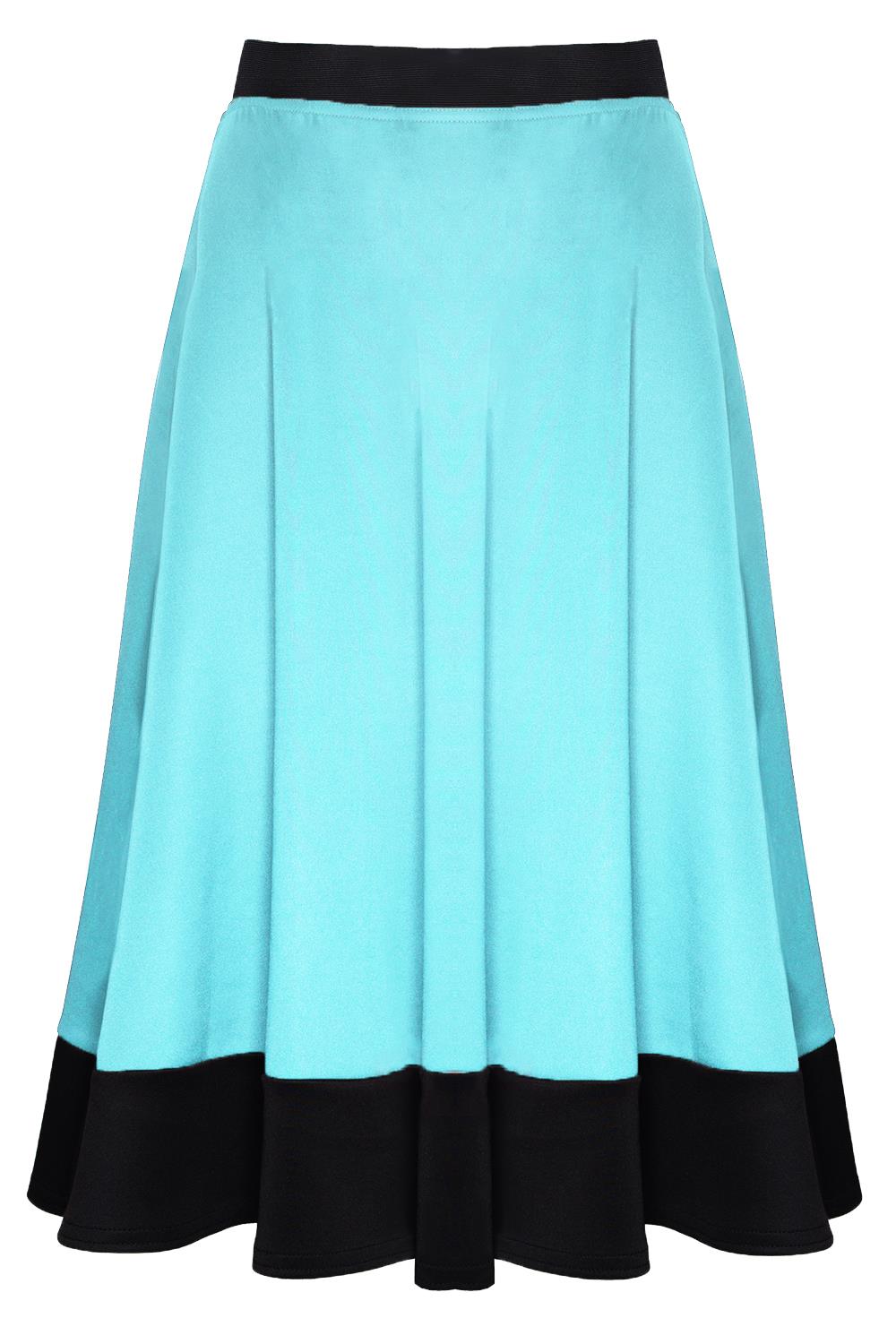 Ladies Womens Stretch Flared Scuba Long Skater Swing Panel Midi Skirt Plus Size - Picture 15 of 21
