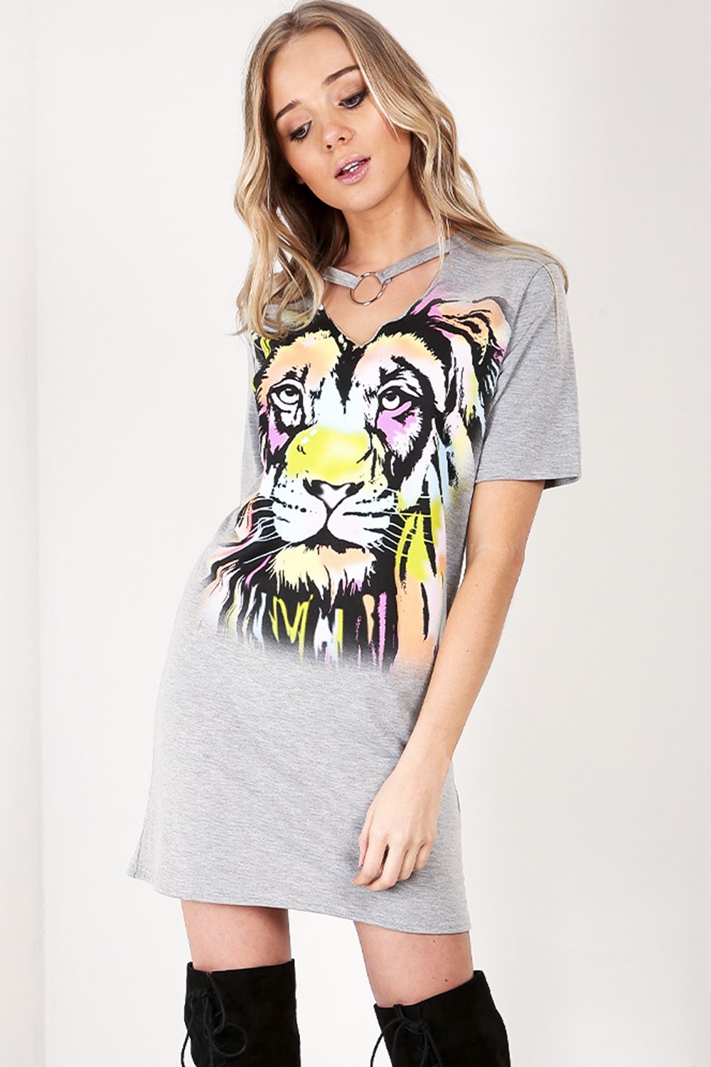 choker neck t shirt dress