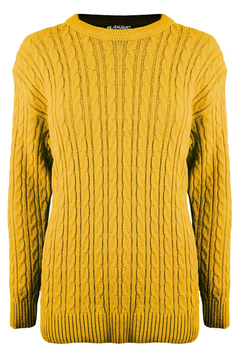 Womens Ladies Knitted Round Cable Neck 4 Button Long Sleeve Sweater