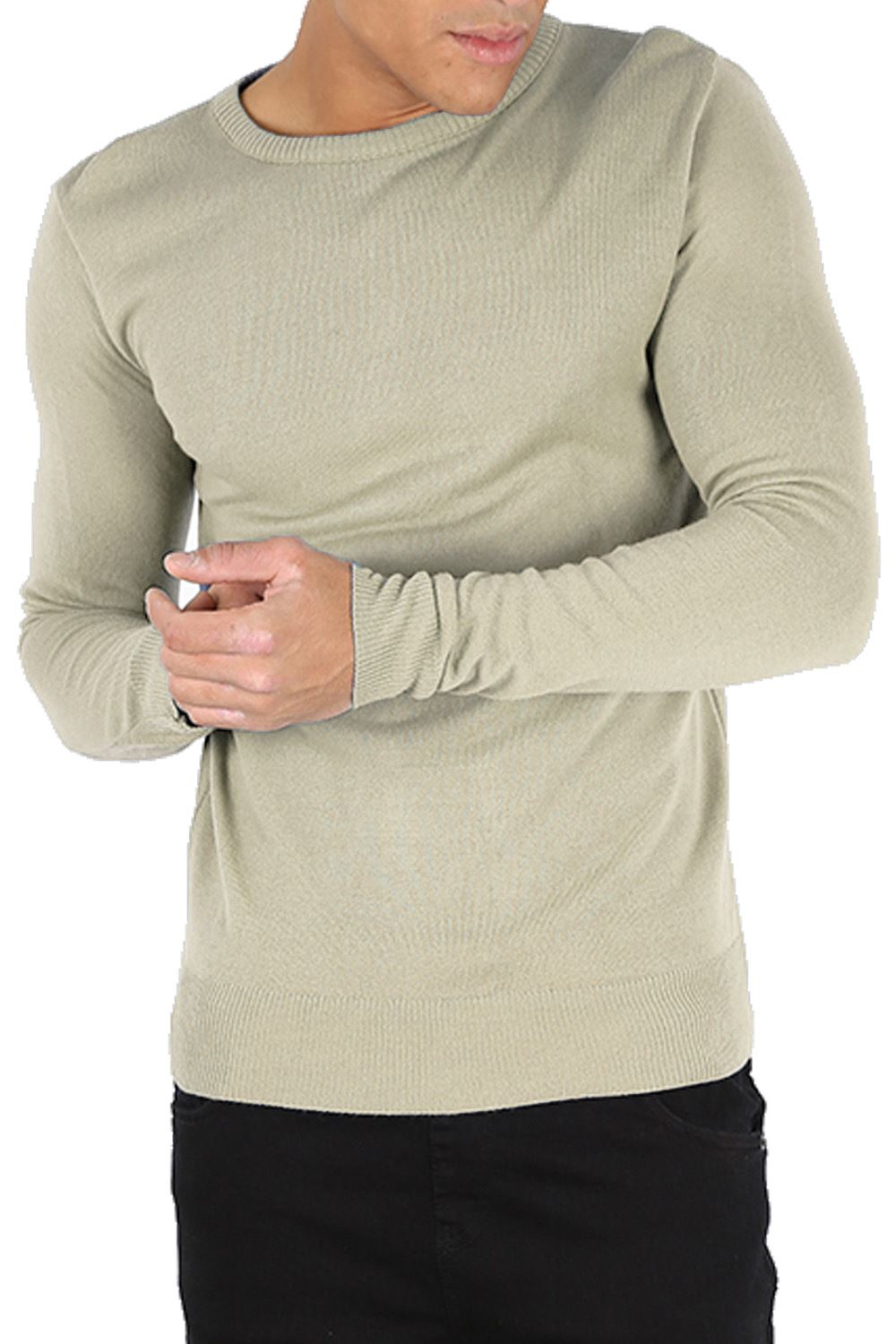 Mens Knitted Block Side Stripe Long Sleeve Pullover Stretchy Jumper Sweater Top
