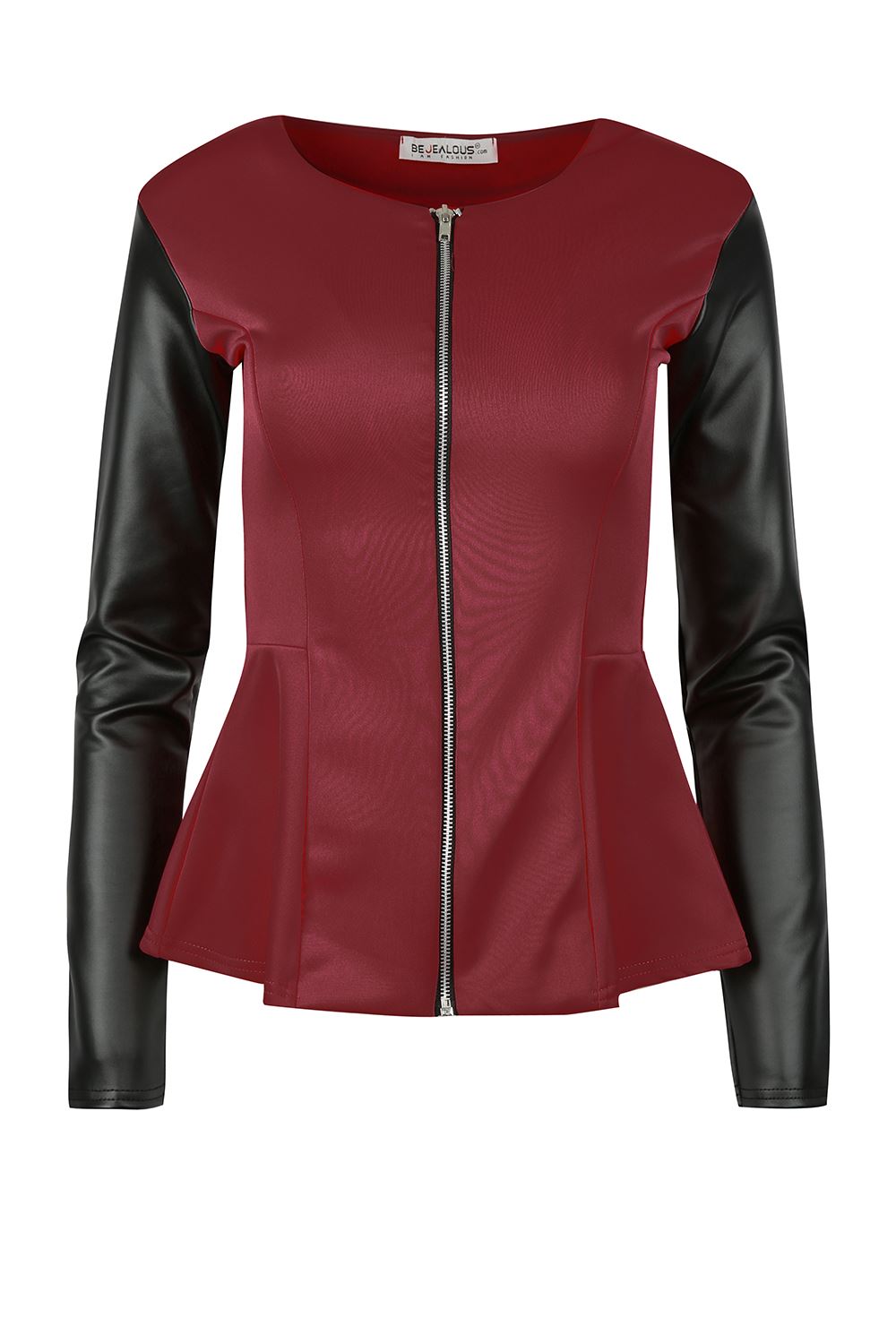 Zipper Up Ruffle Trim Long Sleeve Coat