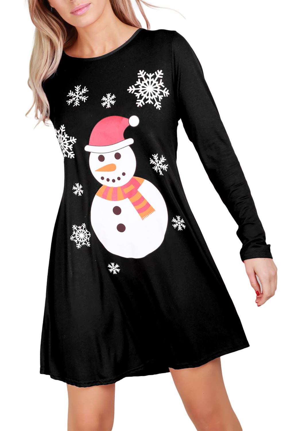 Womens Ladies Christmas Xmas Jingle My Bells Tie Ribbon Flared Mini Swing Dress - Picture 63 of 78