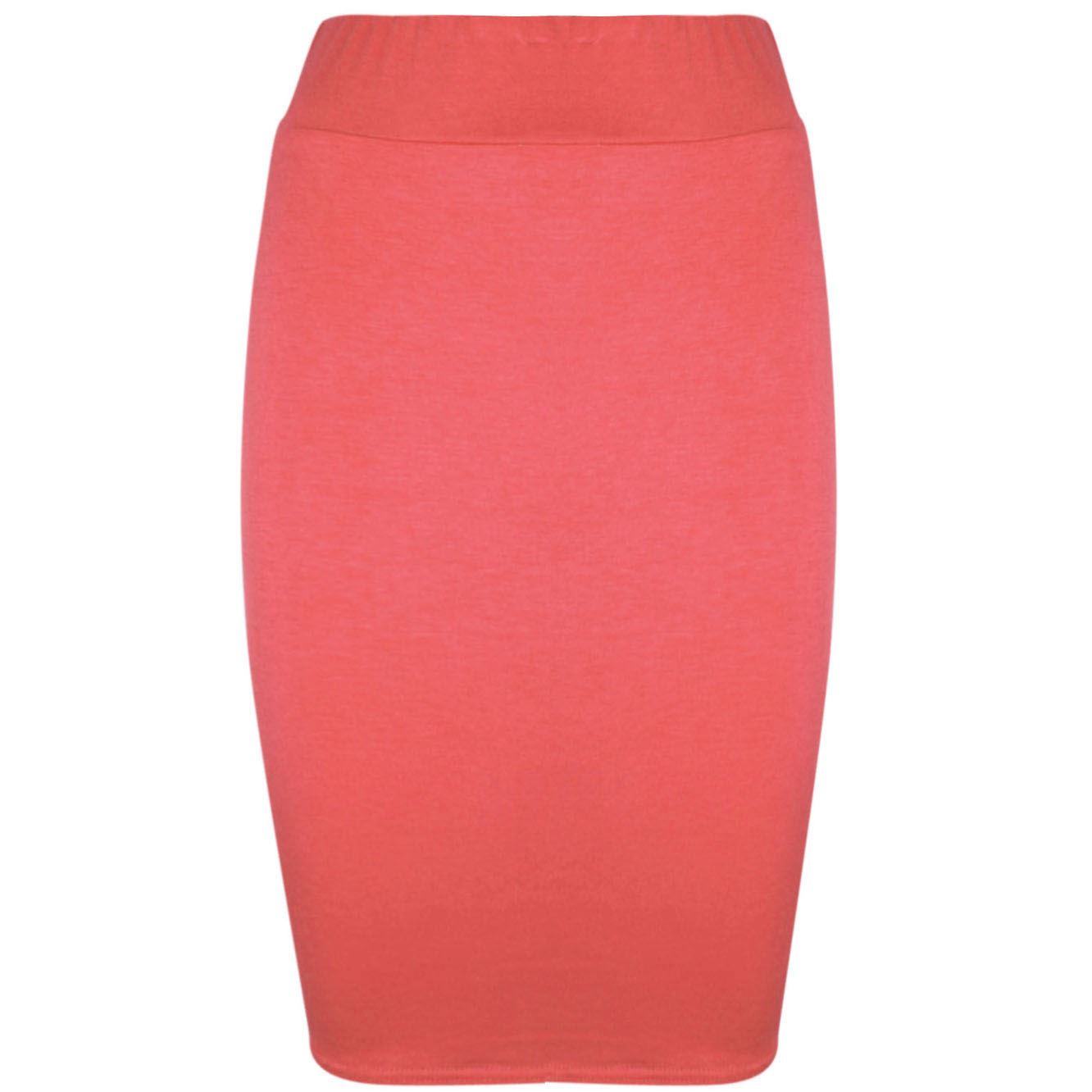 Ladies Women Jersey Stretchy Pencil Plain Elastic Office Bodycon Skirt Plus Size - Picture 12 of 64