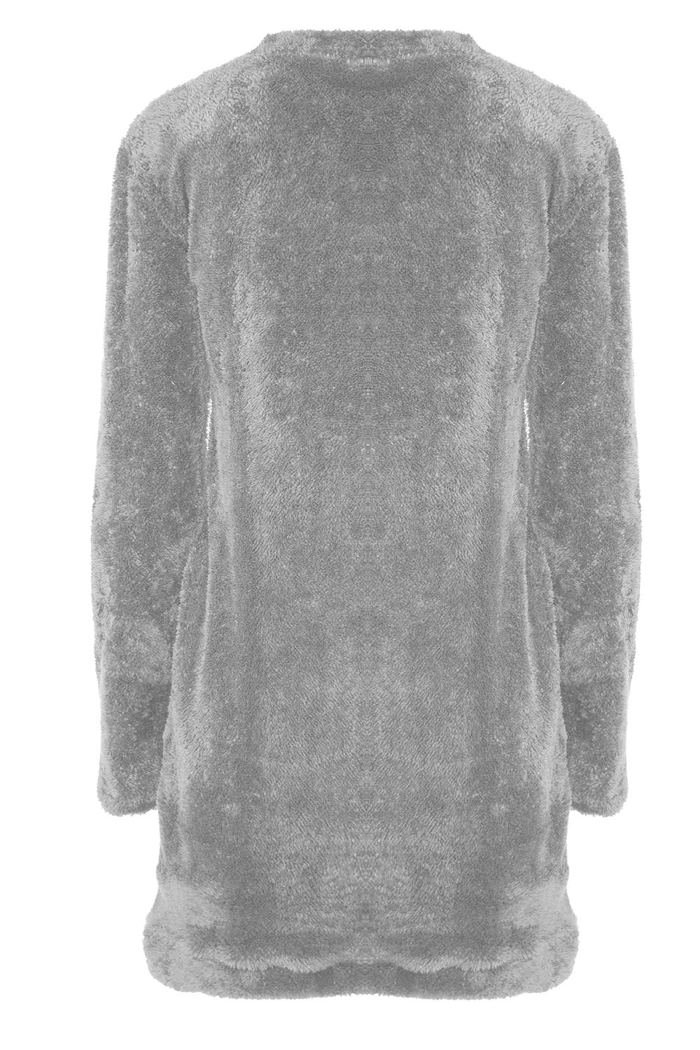 Womens Fluffy Faux Fur Long Sleeve Ladies Fleece Baggy Oversized Jumper Dress - Picture 22 of 22
