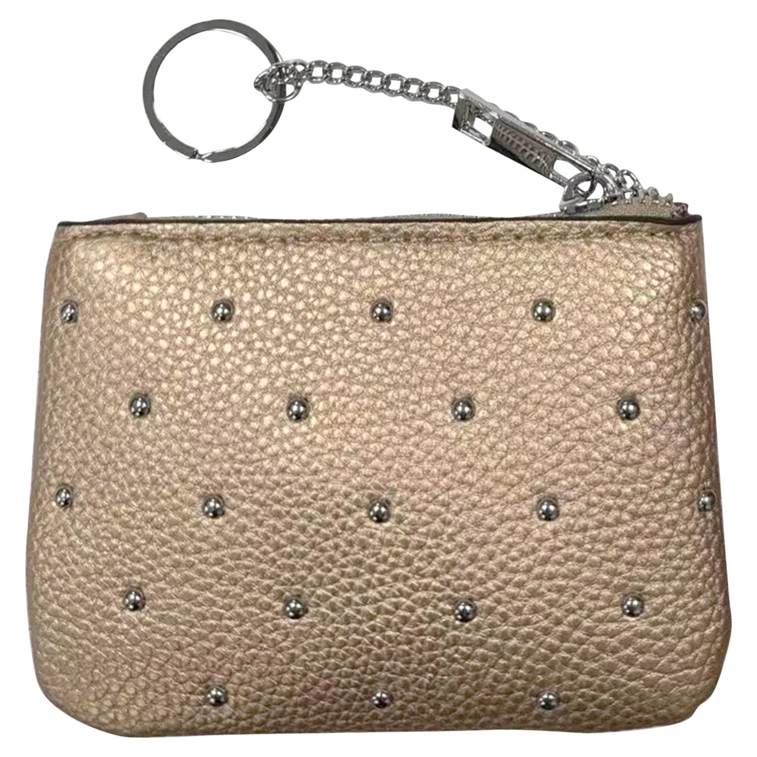 Trendy Studded PU Leather Coin Purse Small Wallet with Zip Closure and Keychain - Picture 15 of 19