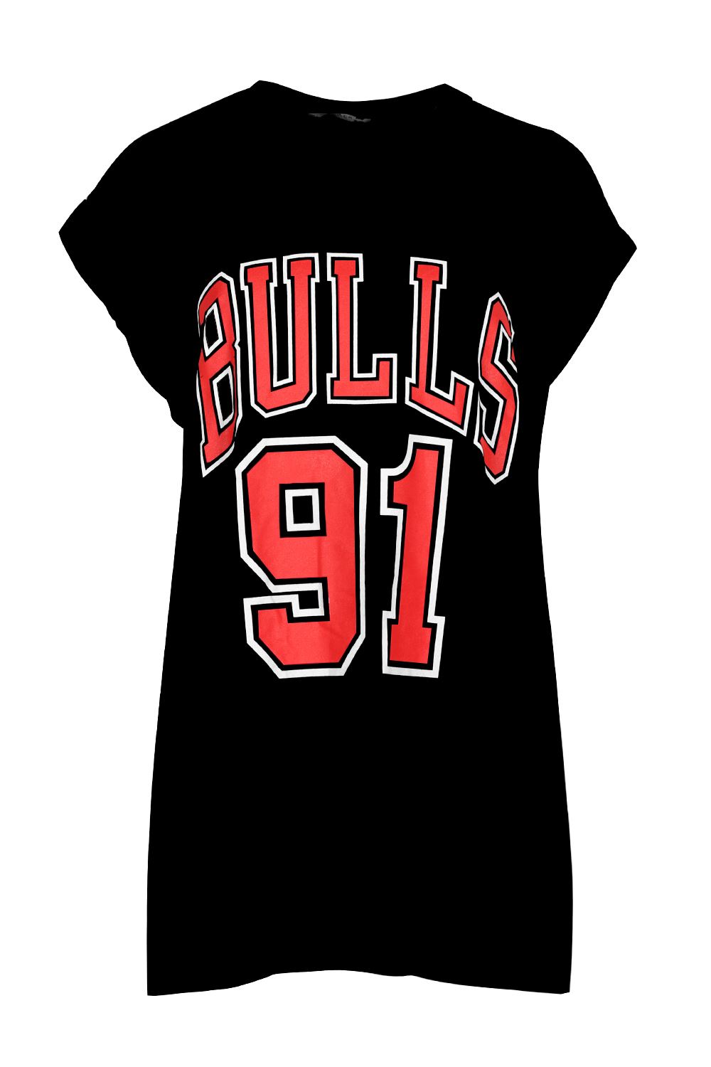 Ladies Basketball Bulls 91 Printed Varsity Sports Womens Tee T Shirt Baggy Top | eBay