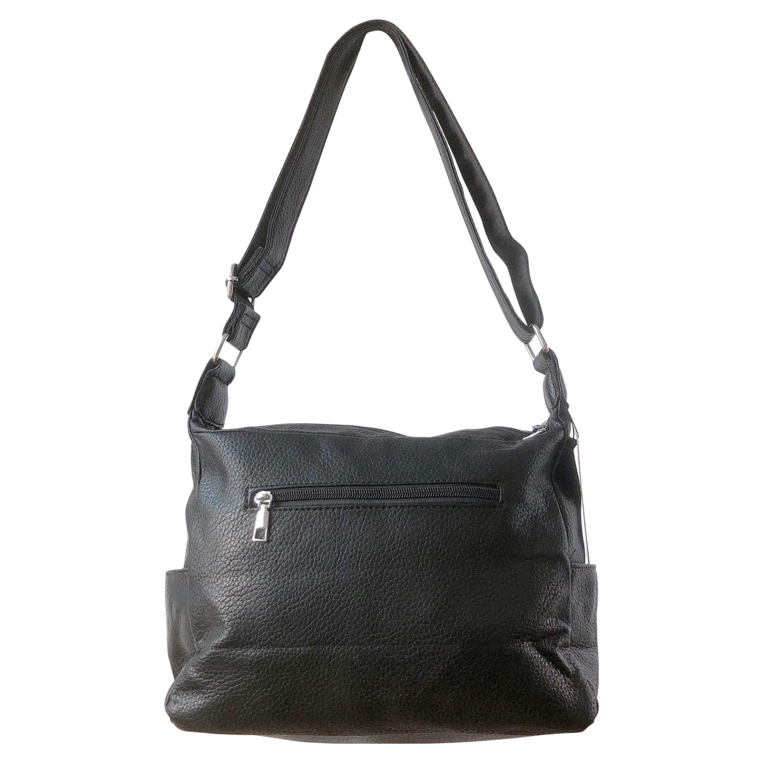 Ladies Tan Handbag Faux Leather Shoulder Bag with Multi Compartments & Strap - Picture 10 of 30