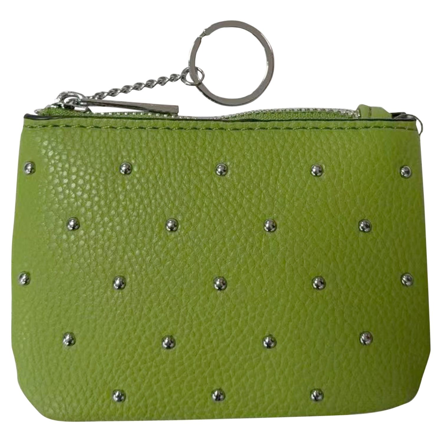 Trendy Studded PU Leather Coin Purse Small Wallet with Zip Closure and Keychain - Picture 11 of 19