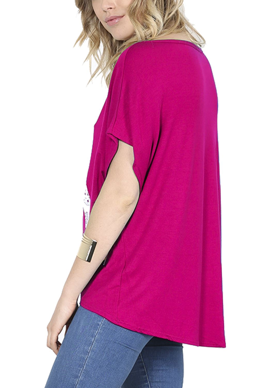 Ladies Los Angeles Off Shoulder Bardot Baggy T Shirt Women Batwing Lagenlook Top - Picture 27 of 65