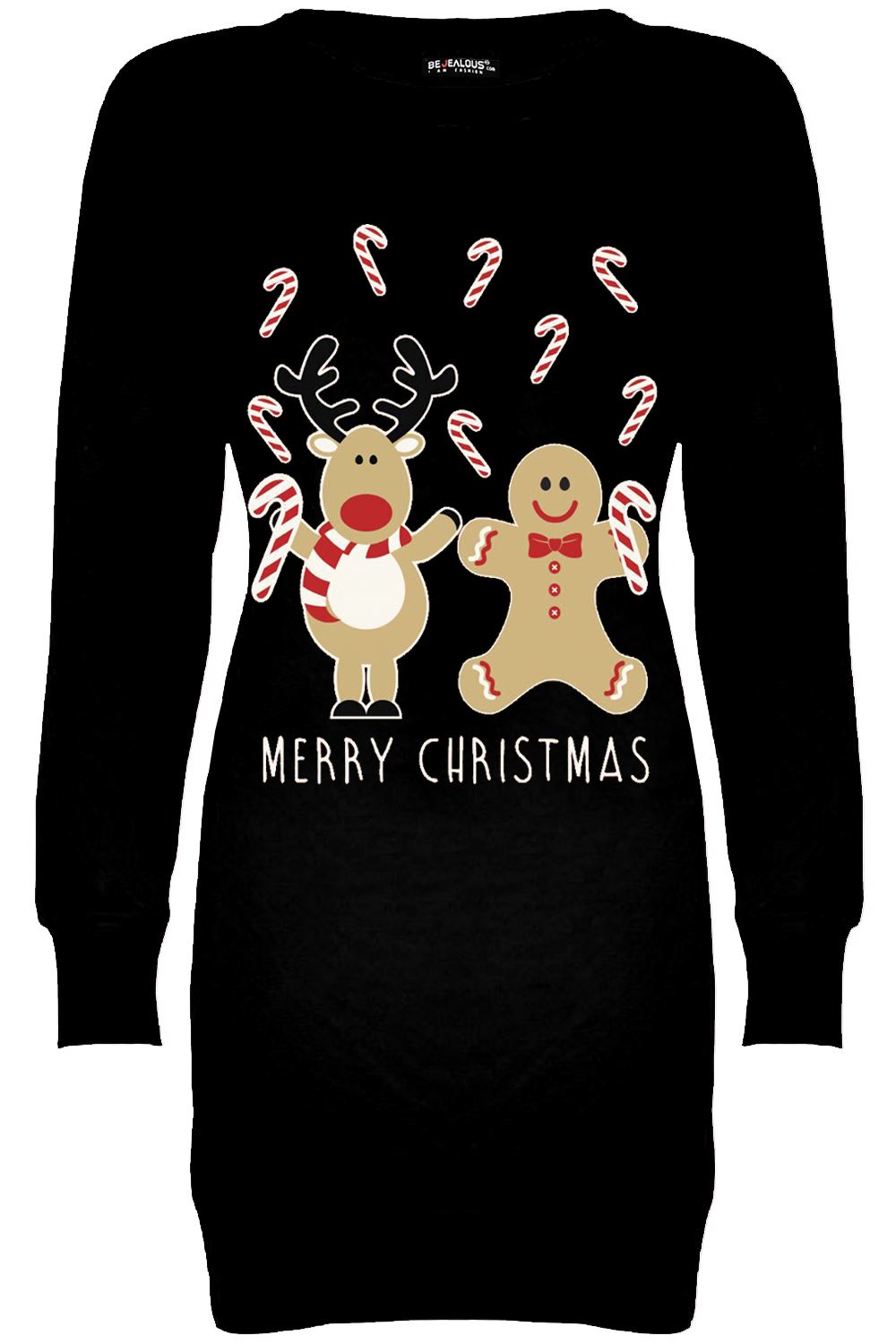Womens Ladies Christmas Santa Fleece Elf Reindeer Tunic Long Xmas Jumper Dress - Picture 15 of 38