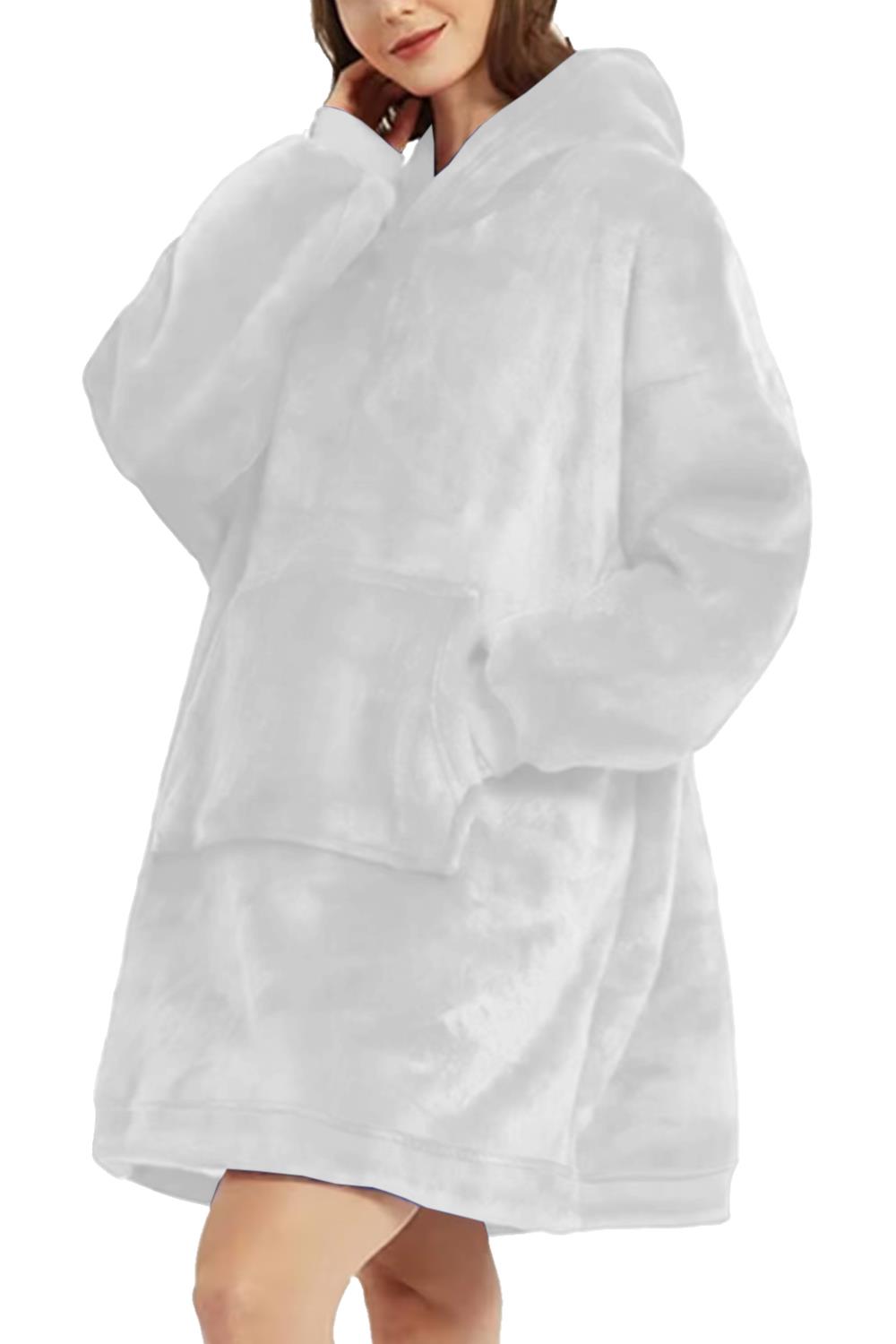 Ladies Womens Fluffy Faux Fur Fleece Pockets Long Sleeve Oversized Jumper Dress - Picture 43 of 65