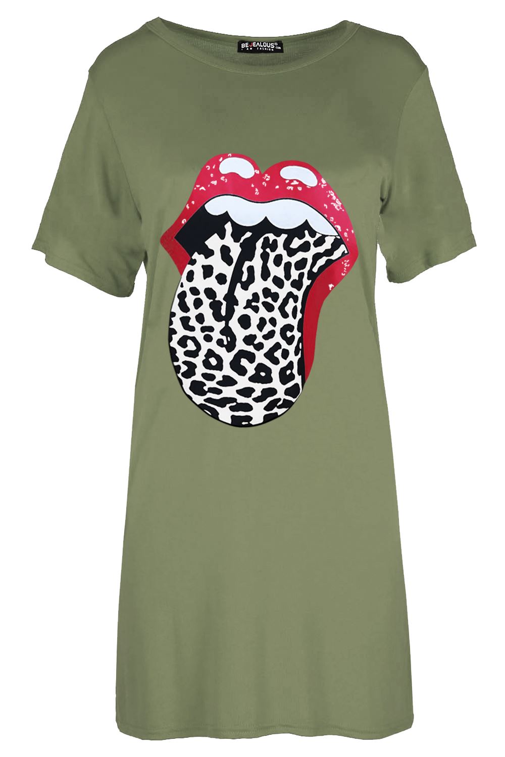 Womens Ladies Leopard Lips Baggy Nightie Tees PJ Night Wear Long T