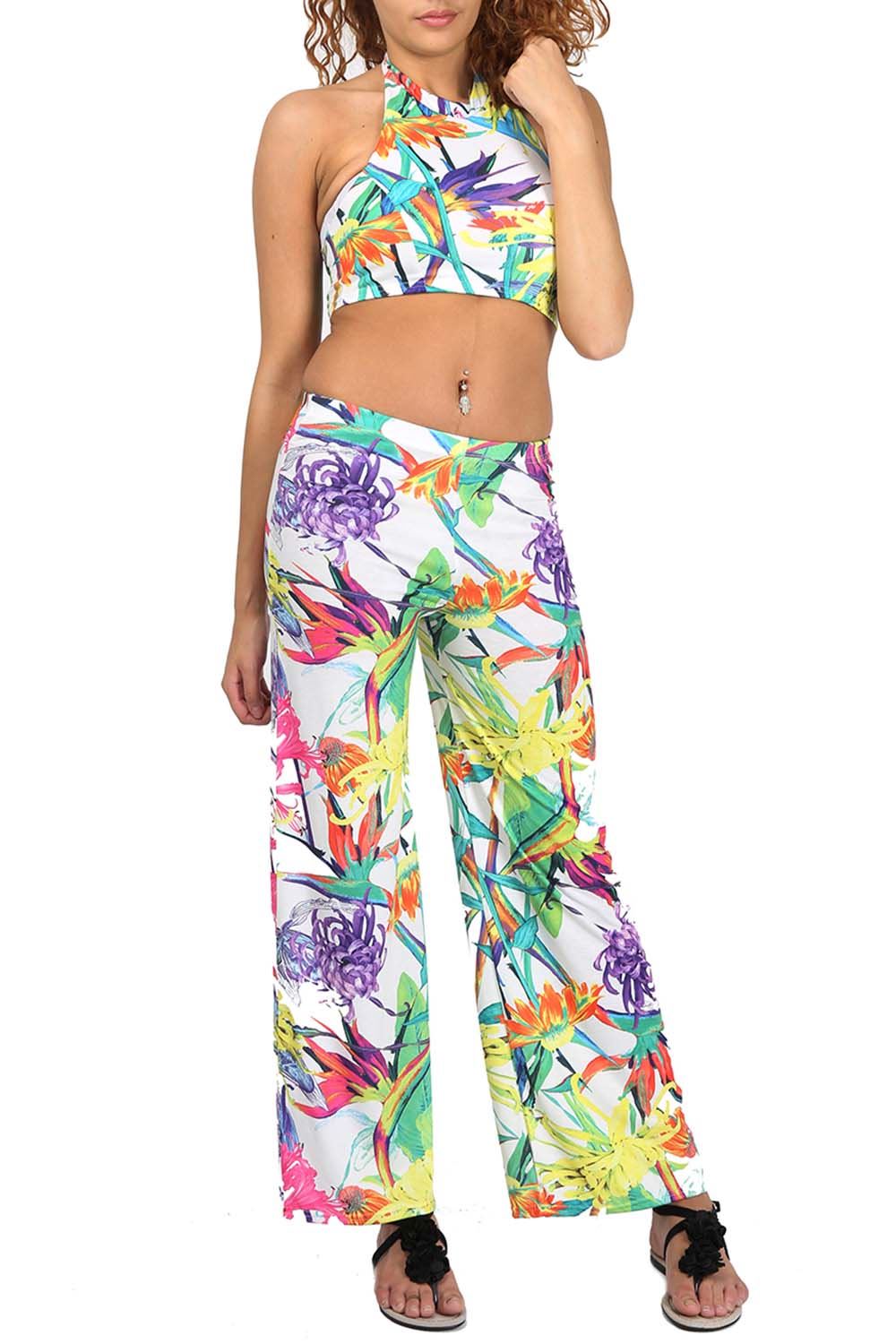 Womens Ladies Halter Neck Crop Top Wide 