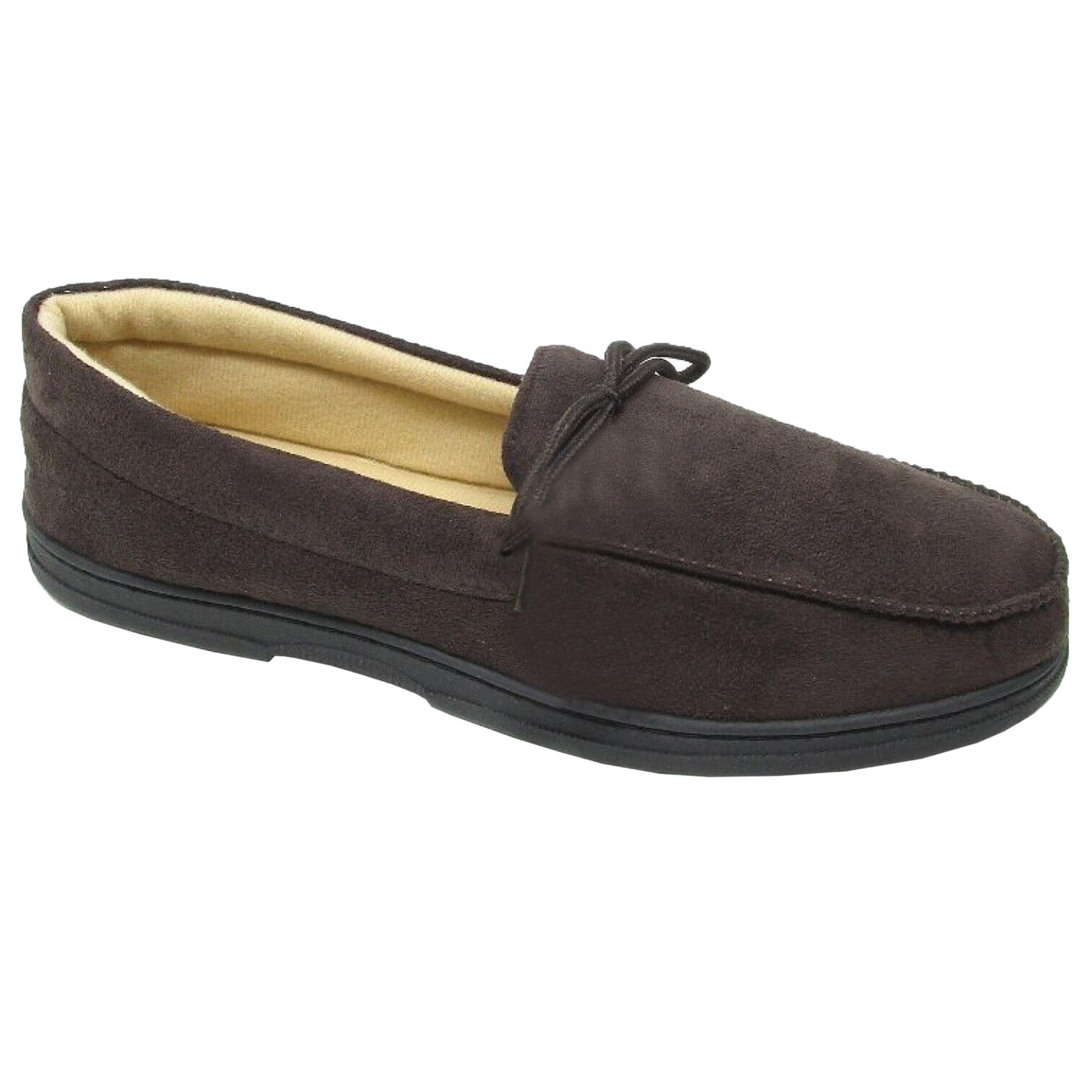 Mens Comfort Memory Foam Faux Suede Mocassin Soft Hard Sole Slippers Shoes - Picture 6 of 13