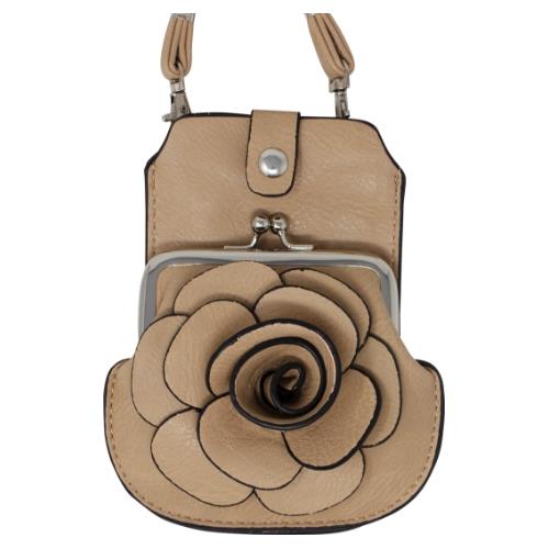Womens Camellia Phone And Coin Pouch Mini Crossbody Shoulder Handbag Purse - Picture 18 of 37