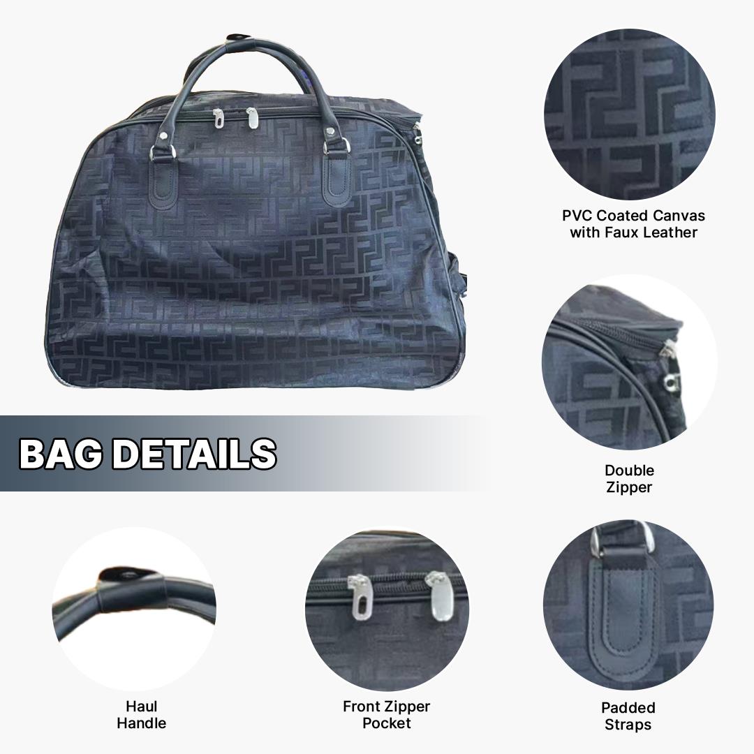 Ladies Wheeled Duffel Bag Geo Print Travel Holdall with Haul Handles - Picture 6 of 13