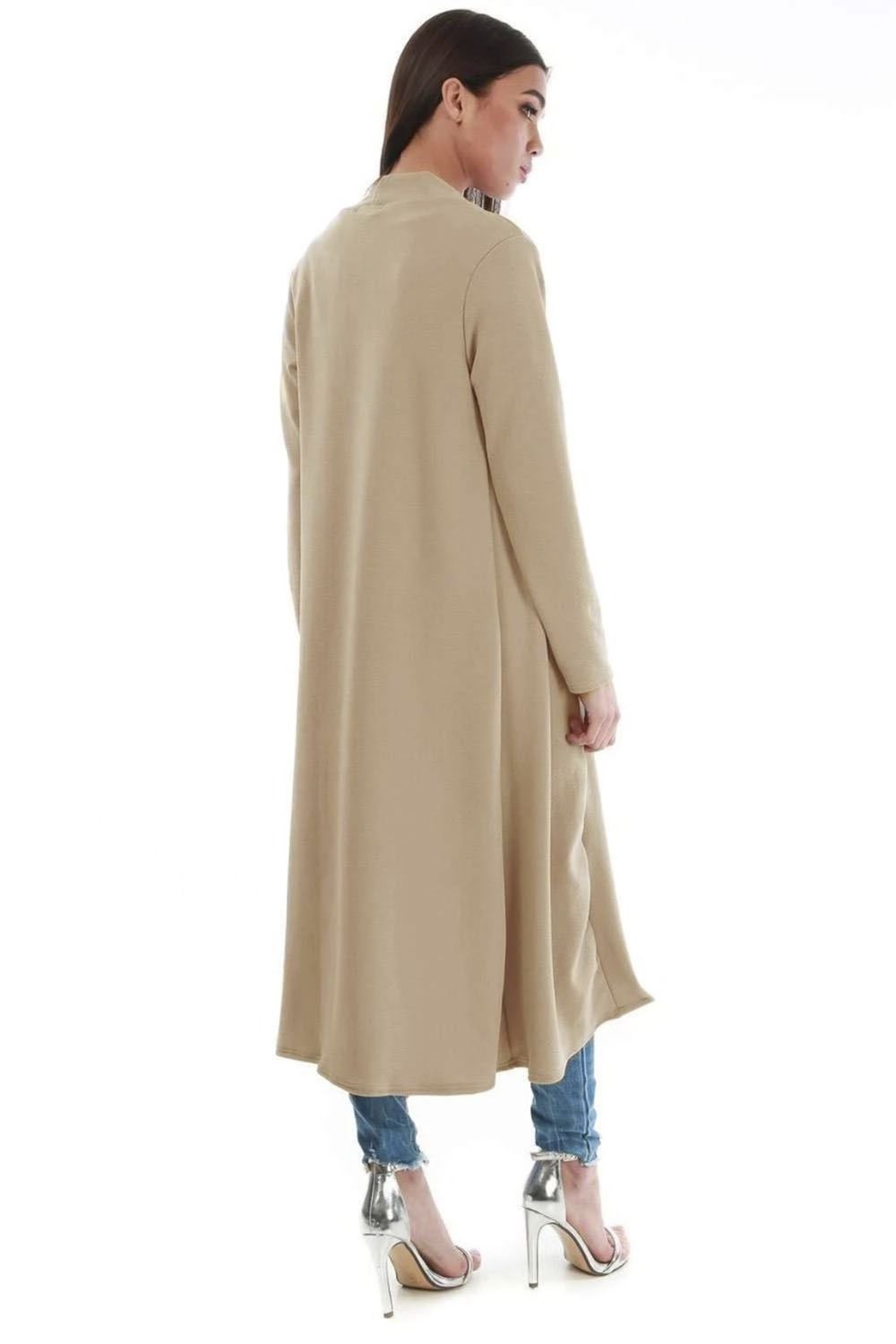 Plain Band Full Sleeves Oversize Baggy Open Front Duster Womens Cardigan - Picture 50 of 51