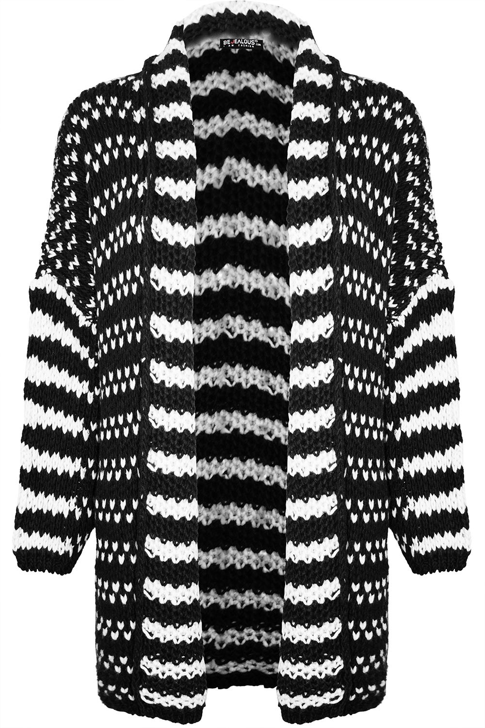 Womens Chunky Cable Knitted Baggy Oversized Ladies Long Sleeve Duster Cardigan - Picture 2 of 7