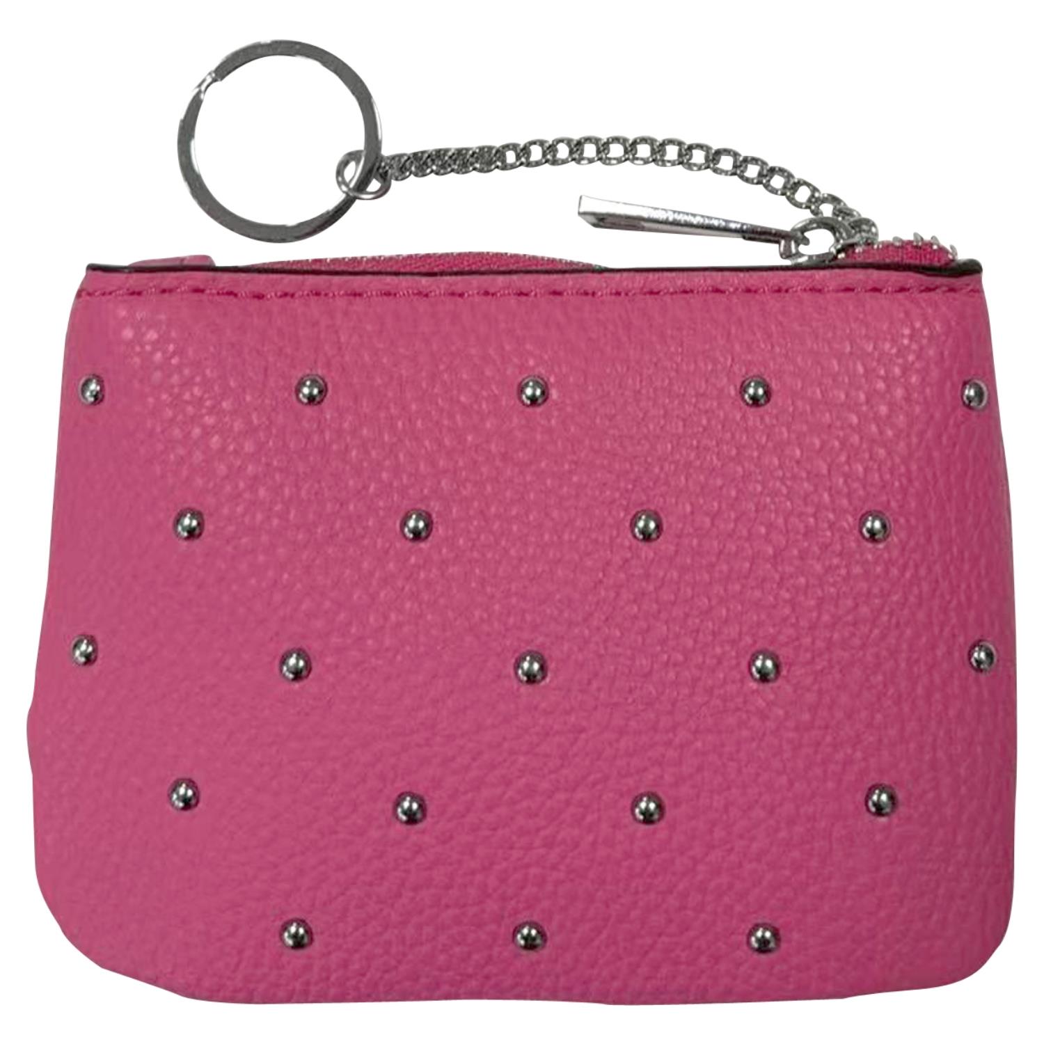 Trendy Studded PU Leather Coin Purse Small Wallet with Zip Closure and Keychain - Picture 7 of 19