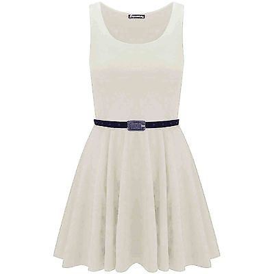 Womens Sleeveless Flared Franki Party Ladies Plus Size Skater Dress Top 16-26 - Picture 21 of 35