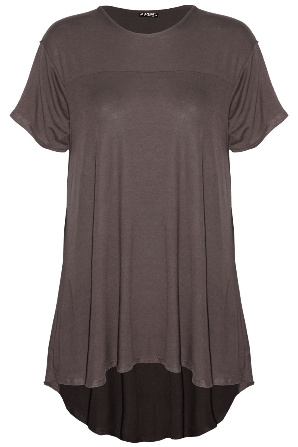 Camiseta Top Mujer FishTail Back Hi Lo Dobladillo Sumergido Cuello Redondo Manga Girada - Imagen 21 de 22