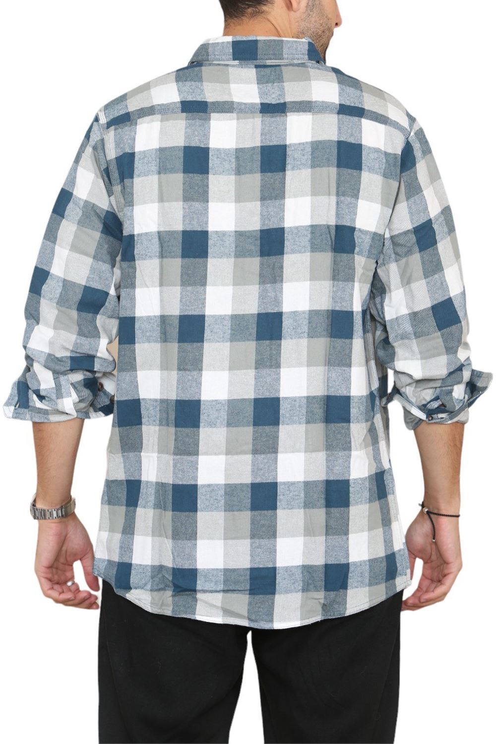 New Men Collared Causal Flannel Casual Long Sleeve Outdoor Shirt Plain Shirt UK - Picture 10 of 13