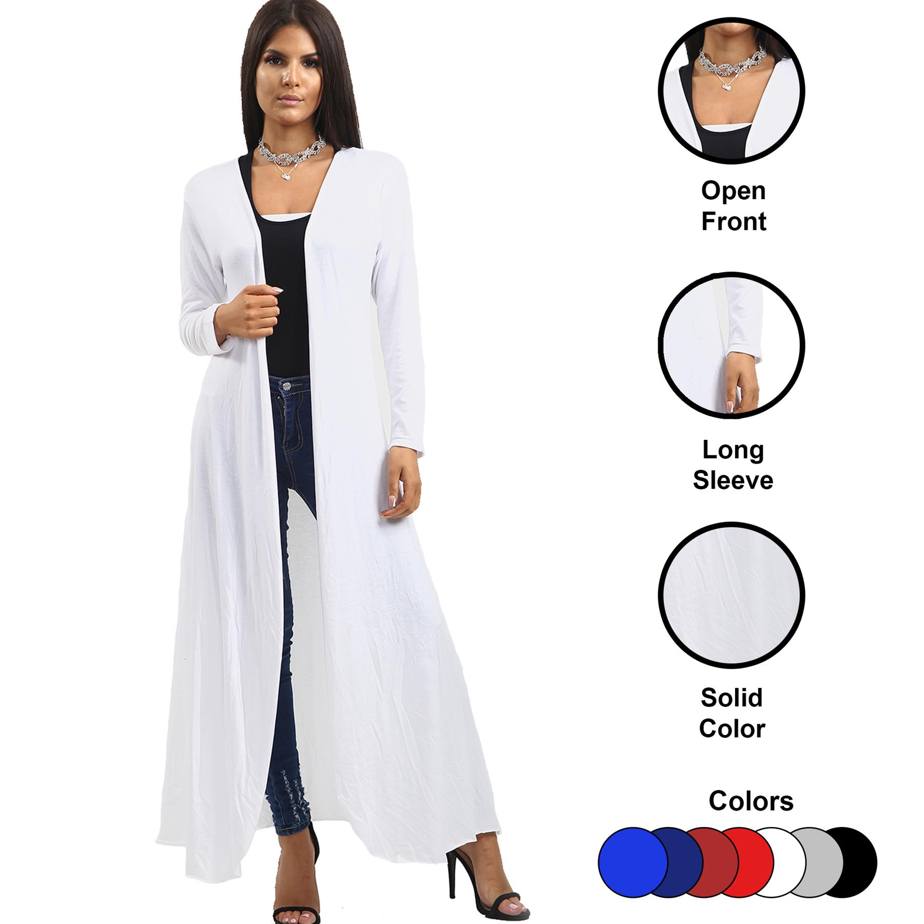 Ladies Womens Long Sleeve Waterfall Floaty Flared Maxi Cardigan Shrug Jacket UK - Picture 34 of 34