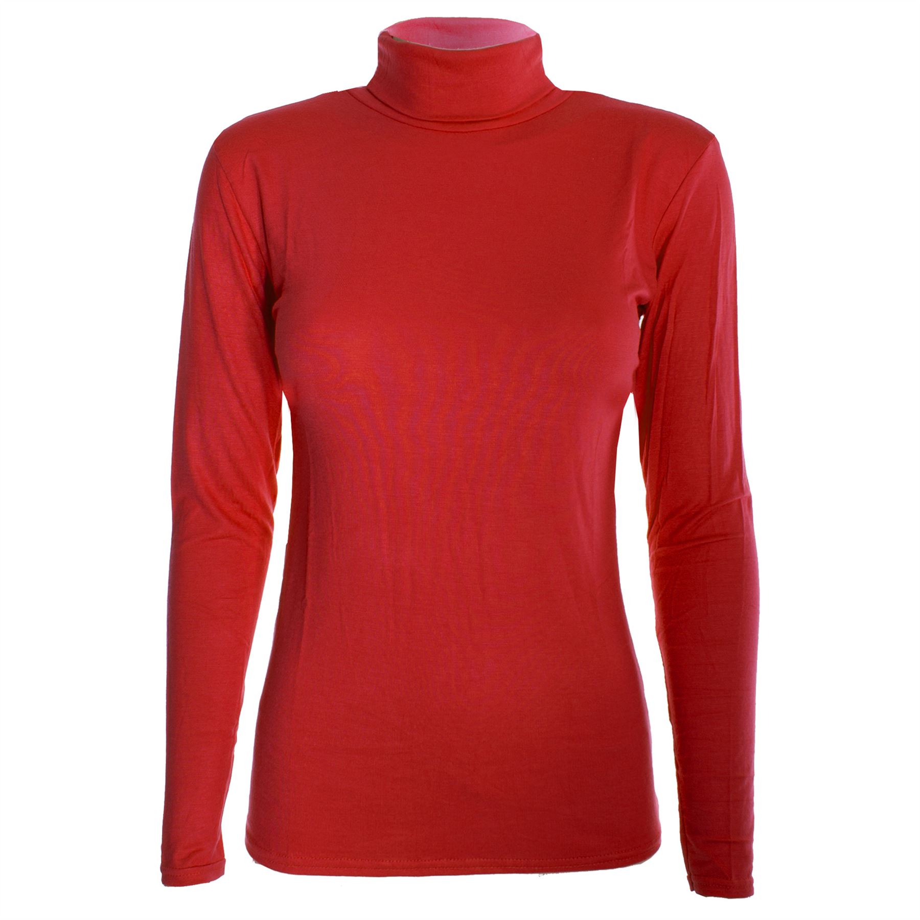 Womens Ladies Plain Long Sleeve Stretch Hi Turtle Polo Neck Top T shirt 10 12 14 | eBay
