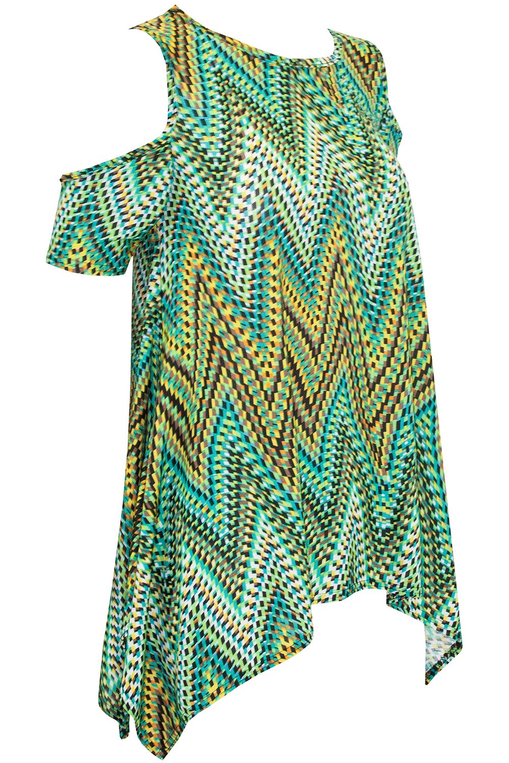 Womens Floral Cap Sleeve Ladies Cold Cut Shoulder Hanky Hem Baggy Oversized Top - Picture 57 of 58