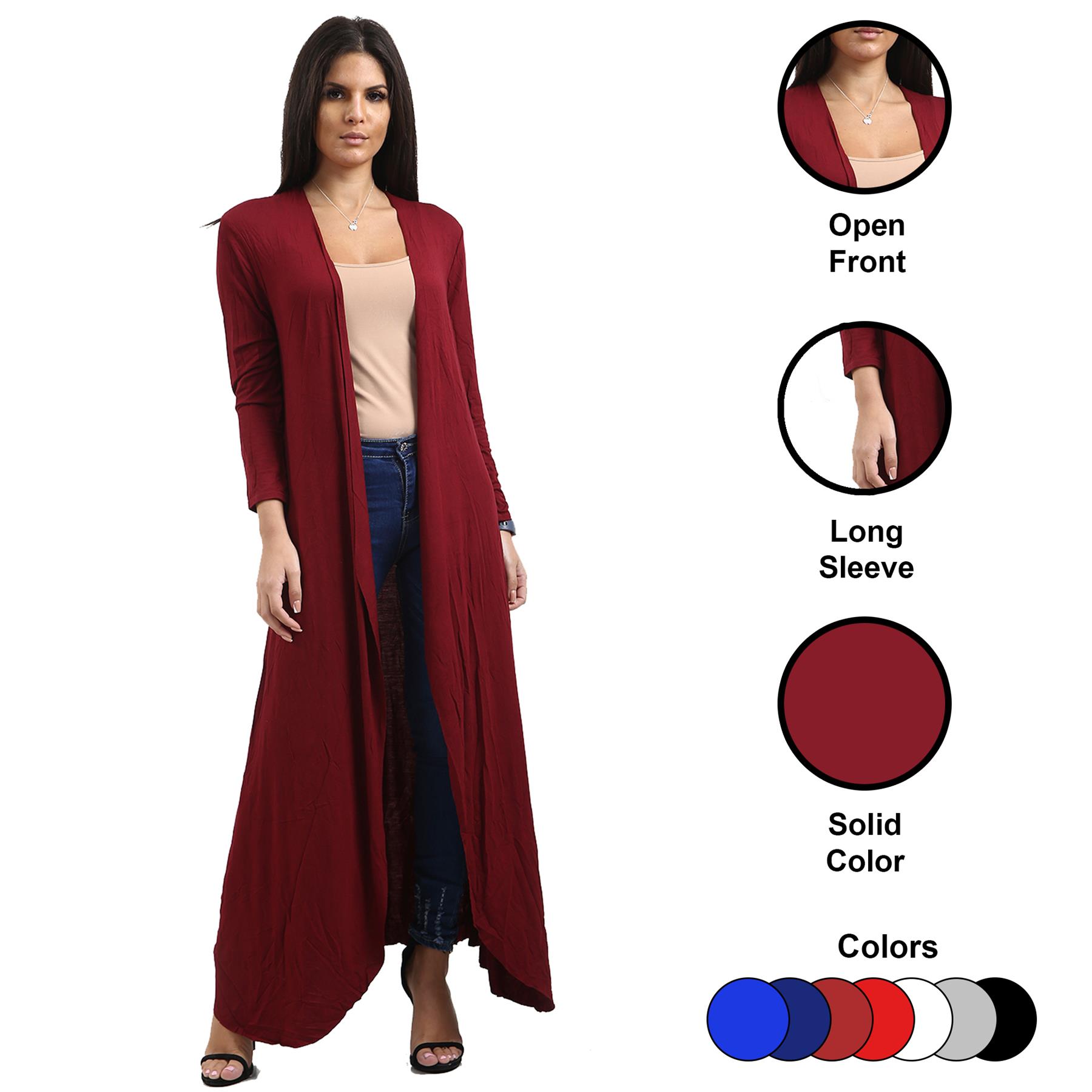 Ladies Womens Long Sleeve Waterfall Floaty Flared Maxi Cardigan Shrug Jacket UK - Picture 10 of 34