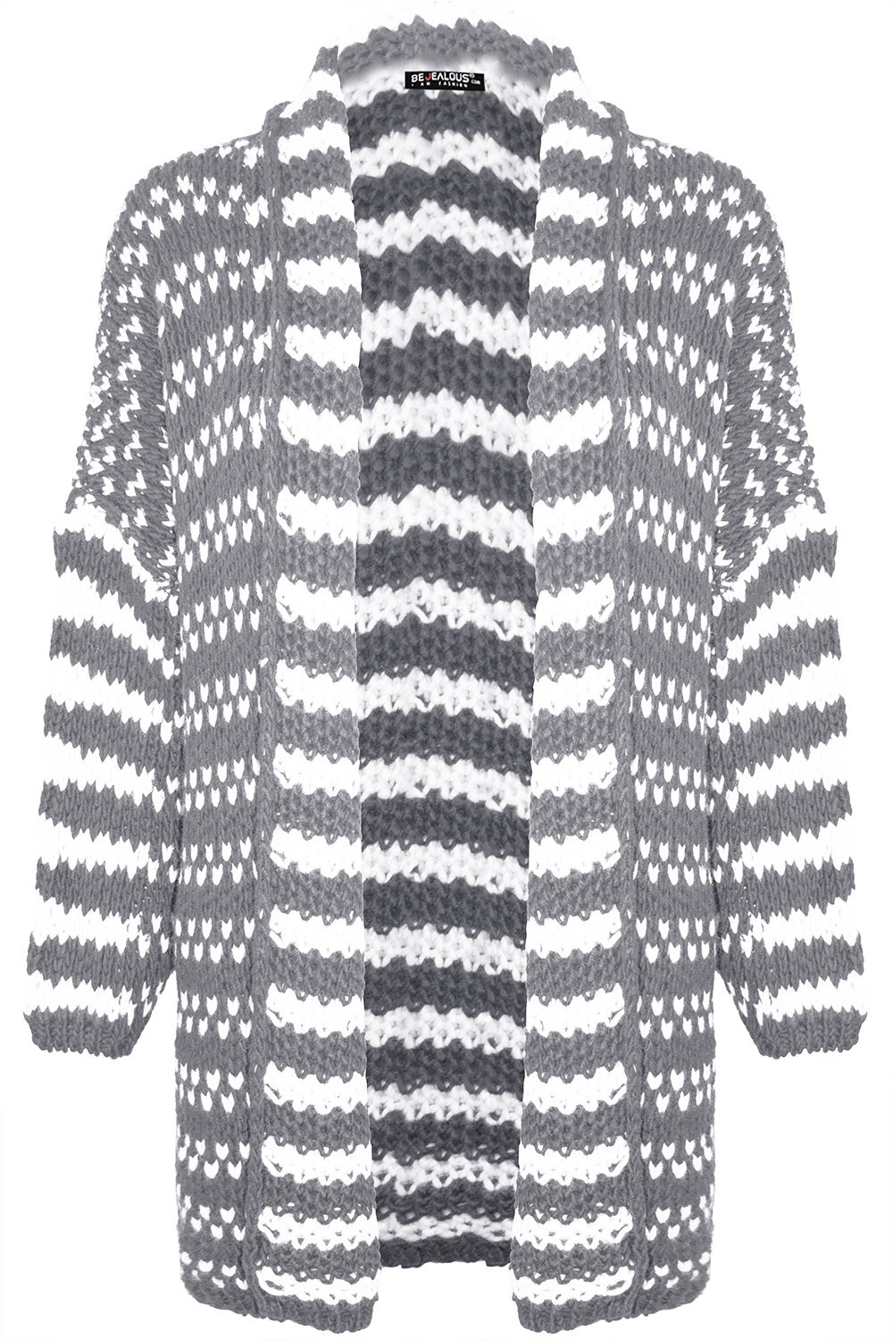 Womens Chunky Cable Knitted Baggy Oversized Ladies Long Sleeve Duster Cardigan - Picture 6 of 7