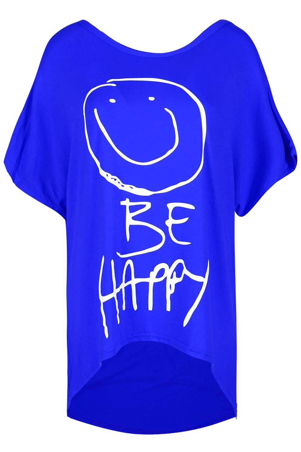 Womens Ladies Scoop Neck Batwing Short Sleeve LOVE High Low Baggy T Shirt Top - Picture 29 of 55