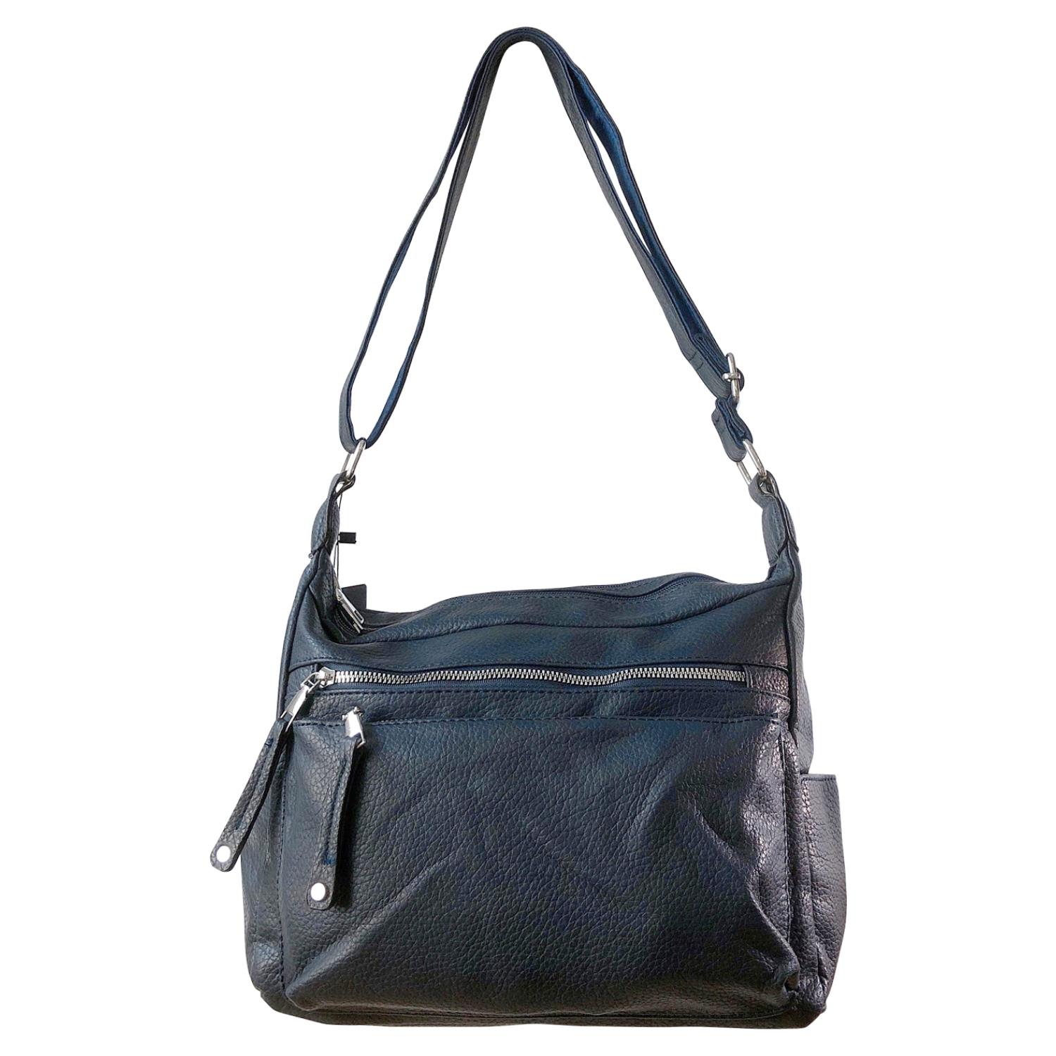 Ladies Tan Handbag Faux Leather Shoulder Bag with Multi Compartments & Strap - Picture 11 of 30