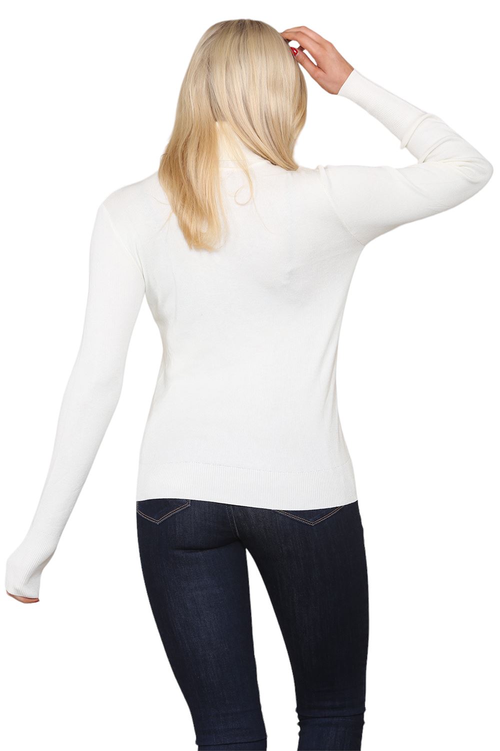 Womens Turtle High Neck Long Sleeve Ribbed Pullover Winter Sweater Jumper Top - Picture 10 of 10