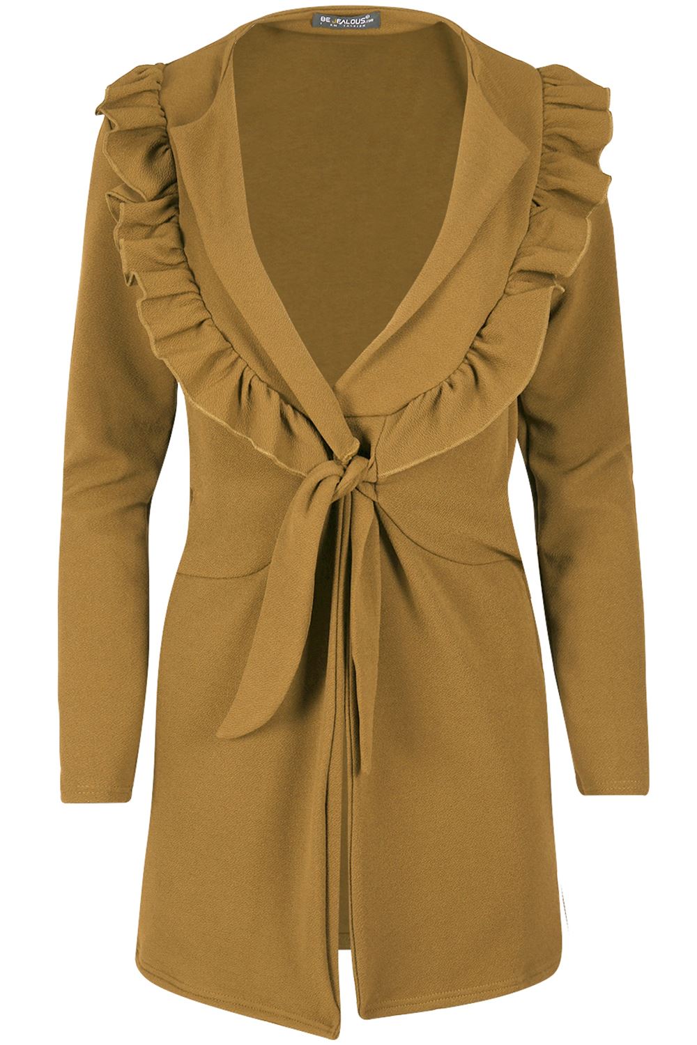 Womens Cape Cardigan Waterfall 3/4 Sleeve Italian Blazer Ladies Belted Jacket - Picture 19 of 24