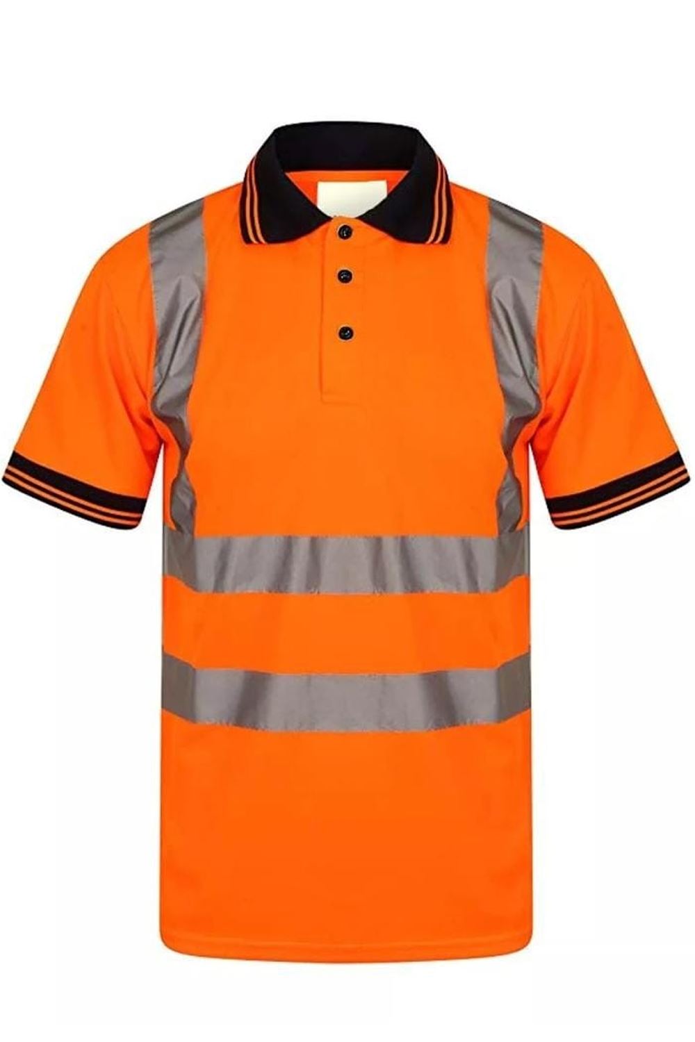 Hi Vis Viz Mens Polo T Shirt High Visibility Safety Security Work Top Two 2 Tone - Picture 3 of 3
