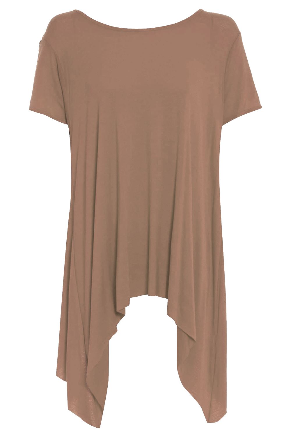 Womens Ladies Plain Flared Waterfall Swing Hanky Hem Long Top Dress Plus Size - Picture 22 of 28