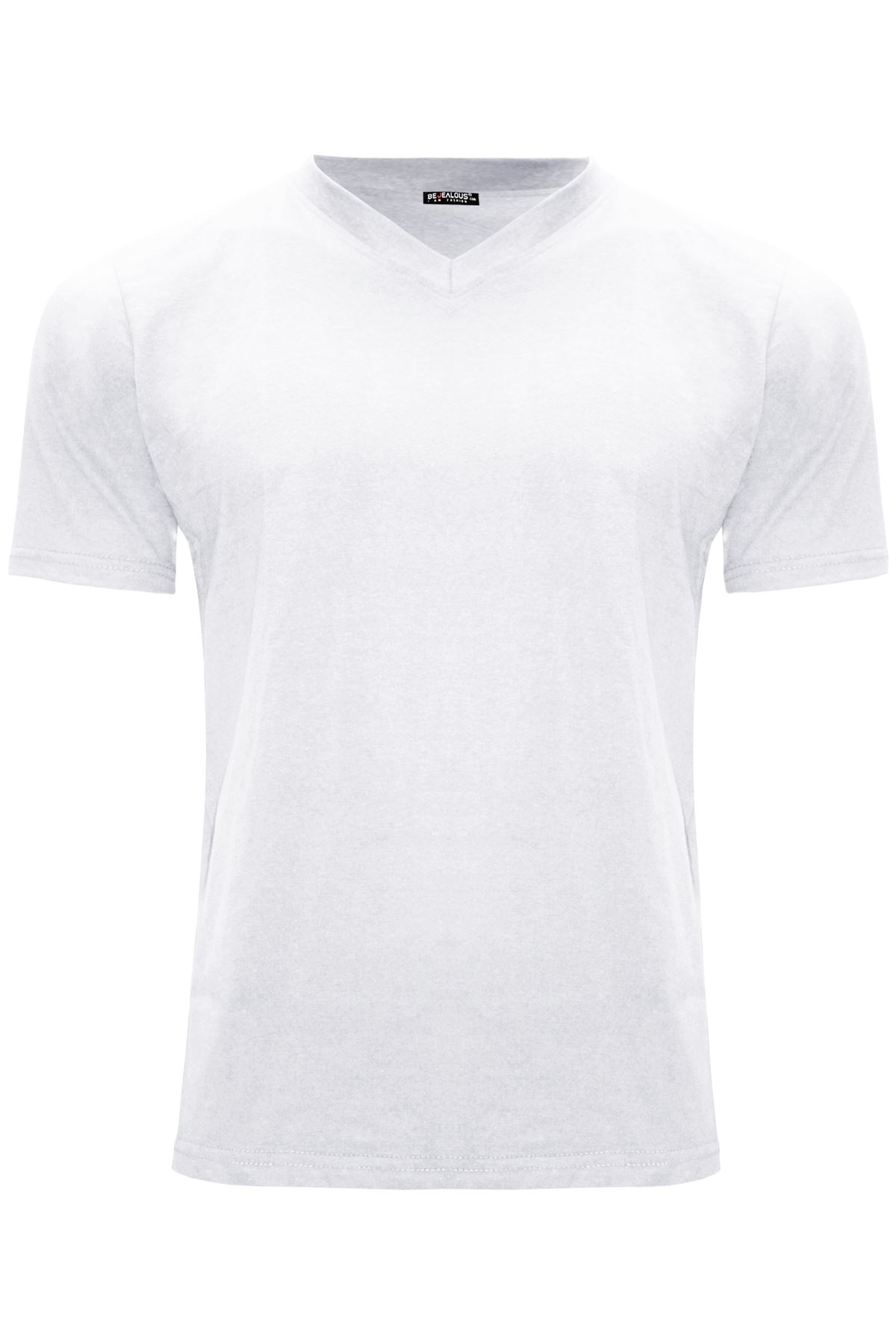 Mens Slim Fit T Shirt Muscle Running Work V Neck Short Sleeve Plain Basic Tees - Picture 12 of 13