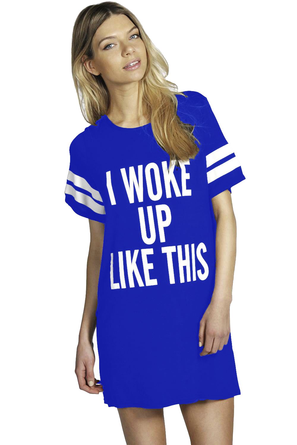 Womens Ladies Nothing to wear Baggy Oversize Round Neck Tunic T Shirt Mini Dress - Picture 15 of 42