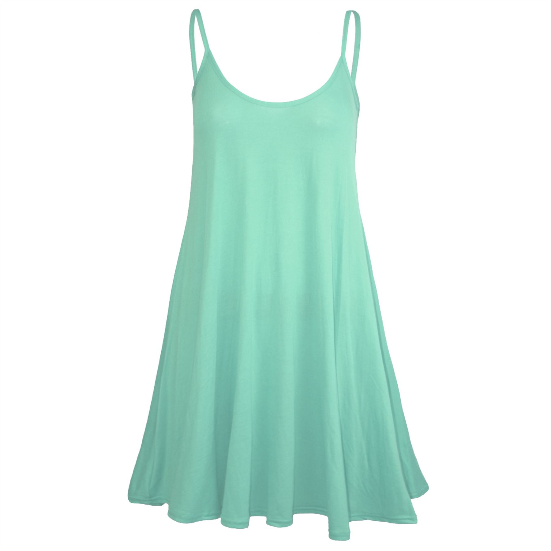 Ladies Sleeveless Camisole Womens Floaty Flare Strappy Skater Swing Dress - Picture 18 of 55