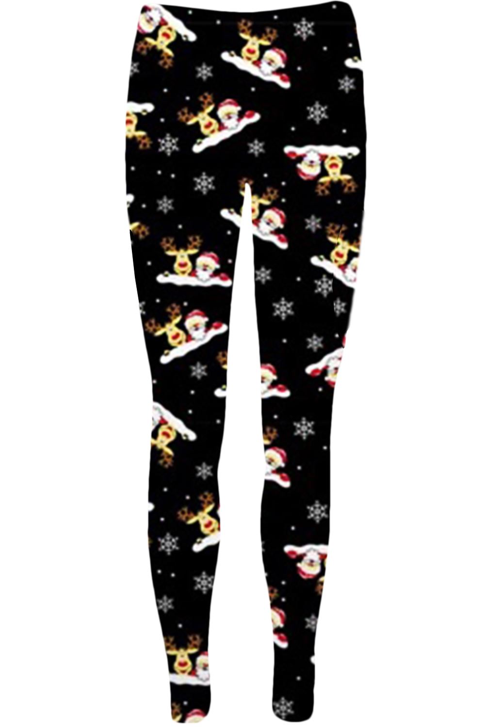 Ladies Womens Xmas Santa Reindeer Tartan Christmas Candy Stick Jeggings Leggings - Picture 28 of 40