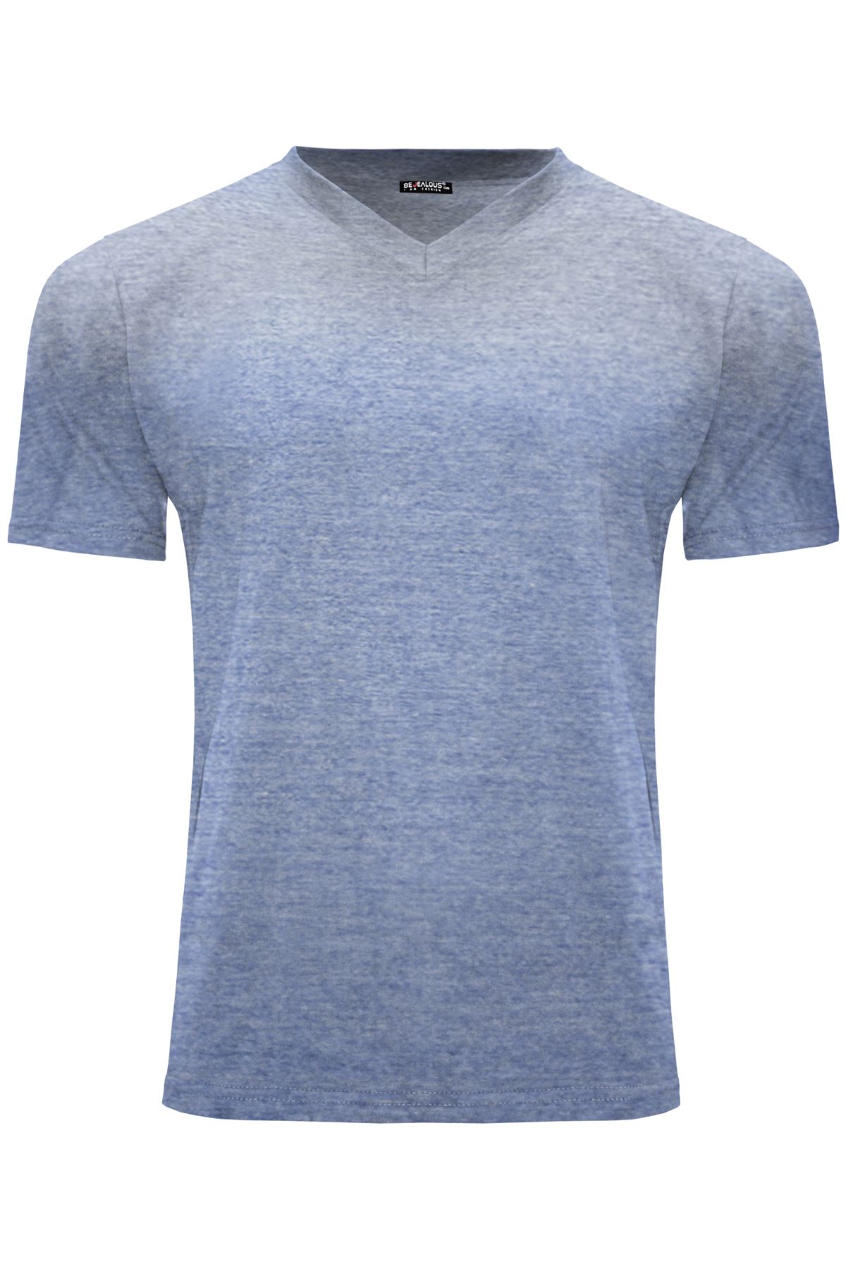 Mens Slim Fit T Shirt Muscle Running Work V Neck Short Sleeve Plain Basic Tees - Picture 10 of 13